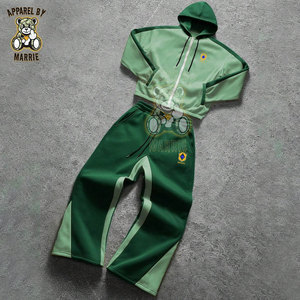 Ensemble de survêtement en coton uni mélangé PC, fabrication OEM, marque privée, vêtements de sport, ensemble jogging deux pièces, décontracté, hiver, épais, pour hommes - Product Image 1