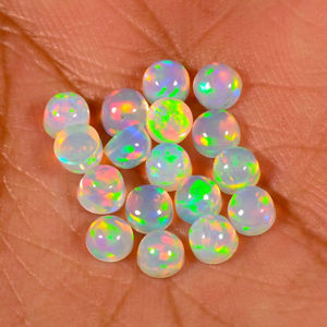 พลอยโอปอลไฟเอธิโอเปียสีขาวธรรมชาติทรงกลมแบบคาโบชอง ขายส่งจำนวนมาก สำหรับทำจี้ แหวน และเครื่องประดับ - Product Image 4