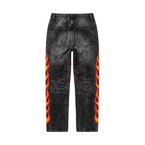 Pantalon décontracté professionnel pour homme, respirant, gris foncé, imprimé flamme, en coton et polyester, coupe ample, durable - Product Image 2