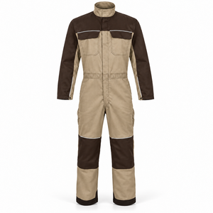 Overol de Trabajo Personalizado para Hombre con Ribete Reflectante, Uniforme Industrial con Mangas en Contraste, Cuello Alto, Cintura Elástica y Bolsillos - Product Image 1