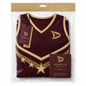 Conjunto de Porristas Premium Transpirable con Detalles de Estrella Dorada Metálica, Uniforme Personalizado para Competencia con Falda Plisada - Product Image 5