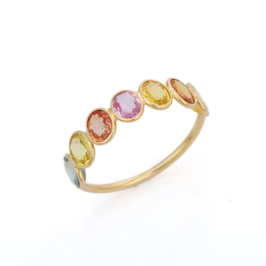 Platinum Multi Sapphire Half Eternity Wedding Band - Product Image 2