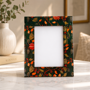 Handcrafted Floral Wooden Photo <b>Frame</b> Decorative Printed <b>Picture</b> <b>Frame</b> for Tabletop & Wall Display <b>Vintage</b> Home Office Room - Product Image 1