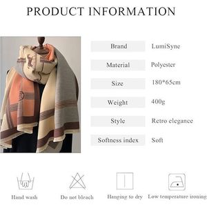 Chal de Cachemira Reversible para Mujer, Diseño de Bloques de Color con Estampado de Caballo, Bufanda y Pashmina con Borlas para Invierno - Product Image 4