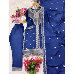 Vestidos de noche Elegant Borded Top-Pent y Dupatta para fiestas y ocasiones - Product Image 6