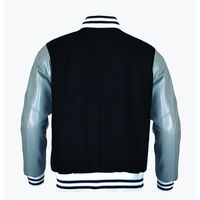Veste universitaire bleu royal pour homme avec manches en cuir noir, col montant, vêtement décontracté pour l'automne