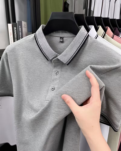Men's Short Sleeve Solid Color Cotton Jersey for Shirt Breathable Casual Regular Fit Knitted Pique Design Customized Colors - Product Image 1