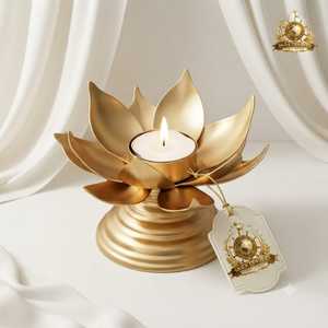 Gold Lotus Flower <b>Tea</b> <b>Light</b> <b>Candle</b> Holder Metal Tealight Stand Table Centerpiece Home Accent Gift Item - Product Image 1