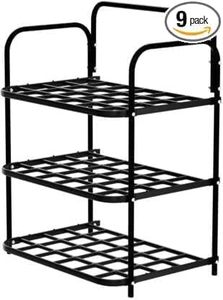Three Tier Metal Storage <b>Rack</b> With Grid Shelves Standing Type For Kitchen Sundries Minimalist Design - Product Image 2