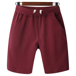 Men's Burgundy Polyester Bermuda Shorts Mid-Waist Drawstring Sporty Style Pockets Anti-Wrinkle Printed Breathable Knitted Fabric - Product Image 1