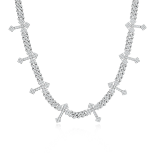 Collar de Lujo Hip Hop de Plata de Ley 925 con Baño de Rodio y Eslabones Cubanos con Moissanita VVS para Hombre y Mujer, Ideal para Fiestas - Product Image 1