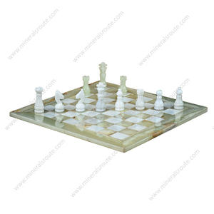 Luxury Handcrafted Onyx Stone Chess Set With All Size Available Unique Design Decorative Green Onyx and White <b>Marble</b> Chess Set - Product Image 6