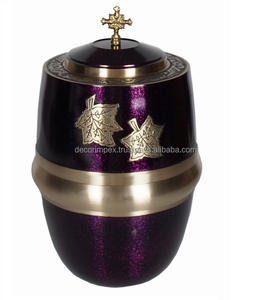 Urna Funeraria Moderna de Latón Macizo con Acabado Morado y Tapa Roscada para un Cierre Seguro, Decoración Ecológica para el Hogar - Product Image 1