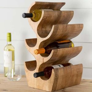 Porte-vin en bois, porte-vin de luxe, support à vin artisanal, présentoir à vin moderne, porte-bouteilles rustique, porte-bouteilles en bois - Product Image 3