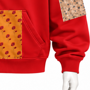 <b>Red</b> Tapestry Patchwork Zip Up <b>Hoodie</b> Oversized Full Zipper Sweatshirt Printed Patch Design Casual Streetwear Hooded Jacket <b>Men</b> - Product Image 5