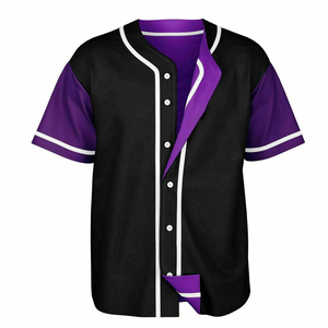 Maillot de baseball personnalisé noir et violet à manches courtes unisexe coupe régulière anti-humidité respirant en maille toutes saisons 100% polyester - Product Image 1