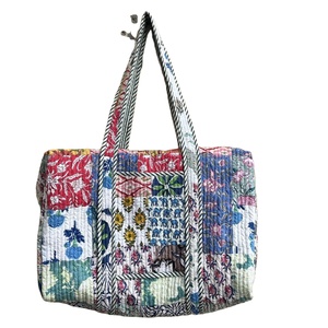 Multi Coloured Quilted <b>Patchwork</b> Travel Duffle <b>Bag</b> Premium Luxury <b>Bags</b> Made in India Product From Indian Manufacturer - Product Image 1