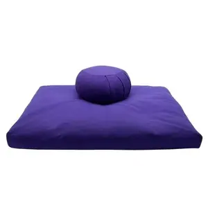 Cojín de meditación rectangular Zafu de algodón personalizado al por mayor, extraíble y lavable, con relleno de trigo sarraceno y logotipo privado - Product Image 2