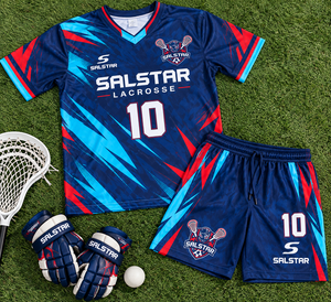 Ensemble uniforme de lacrosse SALSTAR pour hommes – Maillot et short de sport d'équipe, logo personnalisé, impression par sublimation, séchage rapide, col en V, manches courtes - Product Image 5