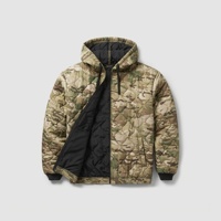 Sweat à capuche Woobie pour homme, coupe régulière, en nylon Ripstop imperméable, matelassé, avec extrémités de manches côtelées, motif camouflage numérique hexagonal gris, 180g