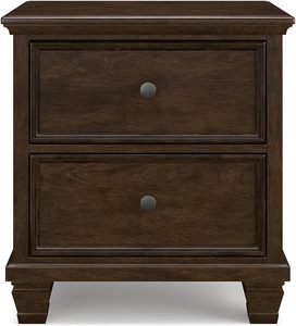 Table de chevet classique en bois massif de haute qualité avec finition brun foncé pour chambre à coucher - Product Image 2