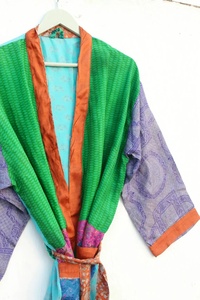 Kimono en soie Boho Robe en soie Sari Kimono en soie pour femmes - Product Image 5