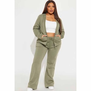 Green Winter Printed Hoodie & Jogger <b>Set</b> Drawstring Waist Ribbed Cuffs Fleece Fabric Relaxed Streetwear Style Everyday Comfort - Product Image 4
