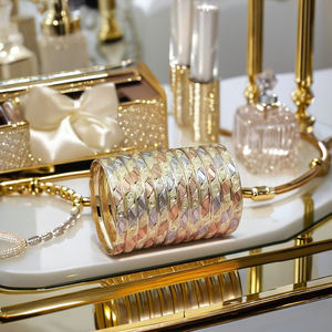 Vente en gros de bracelets plaqués or 3 tons, ensemble de bracelets multicolores, bracelets en laiton plaqué or 3 tons, bracelets en or rempli tricolore. - Product Image 2