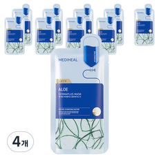 Masque en tissu Mediheal Derma Plus Aloe Vera, lot de 10 avec 4 sachets, masque hydratant pour le visage aux ingrédients végétaux - Product Image 1