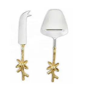 ชุดชีสสแตนเลสชุบนิกเกิลพร้อมด้ามจับทำจากเรซินสีฟ้าสลักลายนูนมีดสำหรับตกแต่งโต๊ะ - Product Image 4