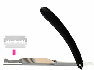 Rasoir de barbier professionnel personnalisé avec logo OEM, très vendu, en acier inoxydable noir avec lame remplaçable, fonction de sécurité CE - Product Image 6