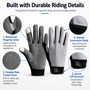 Gants de vélo unisexes à doigts entiers, antidérapants, compatibles avec les écrans tactiles, gants d'été pour le cyclisme, fermeture à scratch, gants légers - Product Image 3