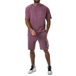 Conjunto de Camiseta y Pantalones Cortos de Alta Calidad con Lavado Ácido, Tallas Grandes, Impresión de Logotipo Personalizado, Conjunto de 2 Piezas para Hombre - Product Image 1