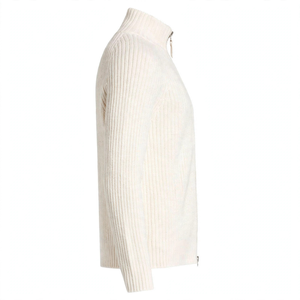 Suéter de punto a rayas con cremallera SPINE CRAFT, casual, de hombros caídos, manga larga, cuello vuelto, para mujer, estilo moderno. - Product Image 5