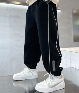 Pantalon de jogging décontracté en toile unie à séchage rapide, coupe droite, avec logo personnalisé, taille haute, braguette zippée, léger et tendance pour garçons - Product Image 3