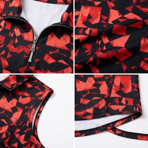 Customizable Women's Sleeveless Quarter Zip Tank <b>Top</b> Geometric Print Moisture Wicking breathable Sporty <b>Vest</b> courtwear - Product Image 3