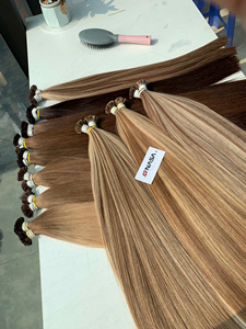 Keratin-bonded 22 Inches Virgin Vietnamese Remy Human Extensions <b>Bleached</b> Straight Balayage Aligned Cuticles Double Drawn 100 - Product Image 3