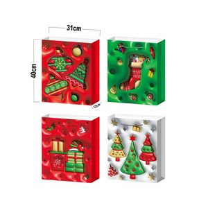 Confezione da 12 sacchetti regalo di natale rossi con manici di dimensioni assortite con cartoni animati di alberi per decorazioni di compleanno e feste 12 pz - Product Image 4