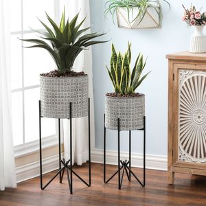 Maceta de metal de alta gama, maceta decorativa para flores, para uso en interiores, sala de estar, jardín exterior, balcón y patio. - Product Image 1