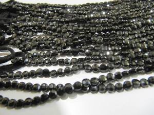 Perles de spinelle noire naturelle facettées en forme de pièce de monnaie, 4 mm, brin de 8 pouces de long - Product Image 4