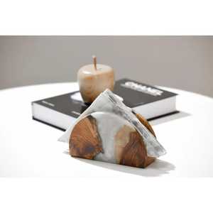 Porte-serviettes en bois fait main, support vertical en bambou, base rectangulaire, panneaux verticaux, finition lisse, durable, pour cuisine et table à manger - Product Image 6