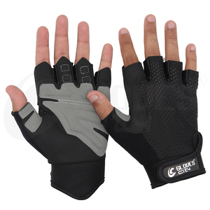 Gants de musculation respirants en polyester à demi-doigts avec protection complète de la paume, antidérapants, avec sangle de poignet réglable, pour usage unisexe - Product Image 1