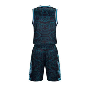 Uniforme de basket-ball d'été léger pour hommes, imprimé, 100% coton, séchage rapide, respirant, manches courtes, design personnalisable - Product Image 3