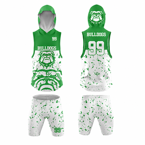 Conjunto de Uniforme de Fútbol 7v7 Personalizado Sublimado, Camiseta sin Mangas con Capucha, Pantalones Cortos, Diseño con Gráficos de Salpicaduras de Pintura, Ropa de Compresión para Entrenamiento de Equipo - Product Image 5