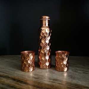 Pure <b>Copper</b> Glossy Plain Finish <b>Water</b> <b>Bottle</b> Metallic Hydration Flask <b>Wholesale</b> Supplier - Product Image 4