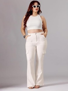 White Denim Women's Jeans-Pure/Off-White <b>Boot</b> Cut Vintage Design Eco-Friendly Washable - Product Image 6