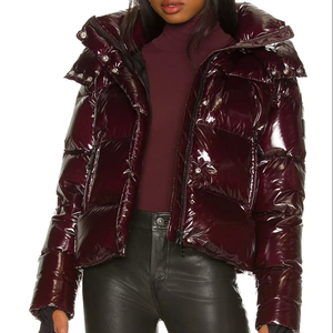 Customized Women's Winter Thick <b>Cropped</b> Microfiber Waterproof Quilted <b>Puffer</b> <b>Jacket</b> Windproof Breathable Patchwork Detachable - Product Image 4