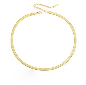 Collares de cadena plana de acero inoxidable, sencillos y a la moda. - Product Image 1
