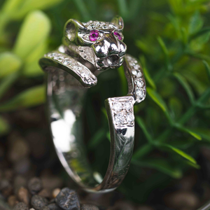 Bague Panthère en Or Massif 18 Carats avec Diamants pour Homme - Alliance de Mariage à Micro-Incrustation - Product Image 2