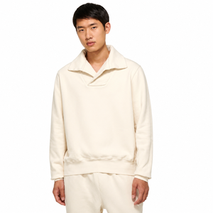 Sweat-shirt à col châle surdimensionné pour homme, couleur unie, coton, tissu molletonné français, style minimaliste, vêtements d'automne - Product Image 1
